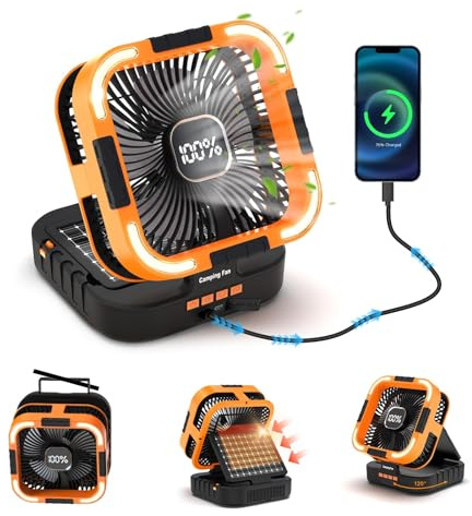 Portable Fan Desk Solar Fan - 20000mah Camping Fans with Solar Panel