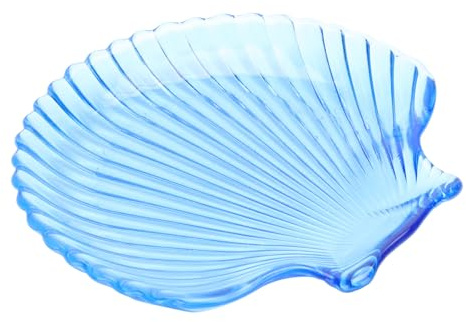 Healeved Piatto di Frutta in Vetro Blu a Forma di Conchiglia, Elegante e Facile da Pulire, per Decorare la Tavola di Casa Stile Raffinato