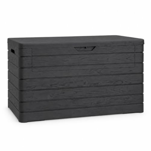 Koll Living Gartenbox/Auflagenbox Nora 970 Liter | Anthrazit | Aufklappbare Front | UV- und witterungsbeständig | 100% Wasserdicht | Belüftet daher Schimmelfrei | 147 x 83 x 85 cm | Gasdruckfedern