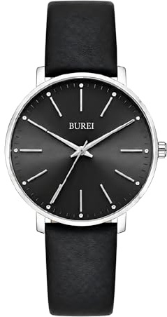 BUREI Frauen Uhren Mode Minimalistisch Analog Leder Quarz Wasserdicht Uhren für Frauen