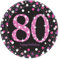 Amscan 9901754 - Teller Pink Celebration 80, 8 Stück, ca. 23 cm, Milestone, Geburtstag, Einwegteller