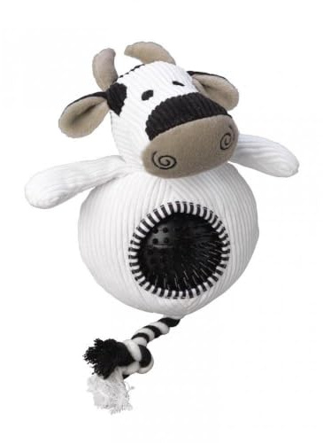 House of Paws Cow Cord Dog Toy with Spiky Ball