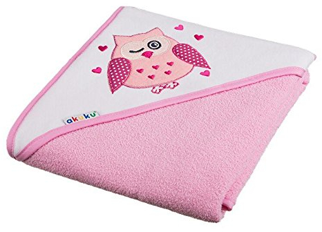 Baby Badehandtuch mit Kapuze FROTTEE/Kinder Kapuzenhandtuch 80x80cm (Rosa/Eule)