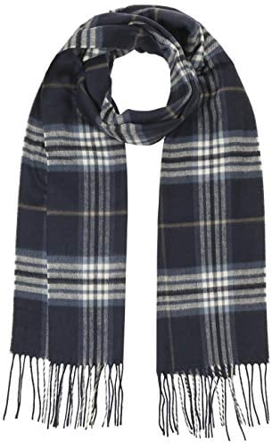 Lipodo Karo Cashmink Winterschal für Damen/Herren (30 x 180 cm) - Karoschal Made in Germany - Hautfreundlicher Fransenschal - Schal mit Fransen Herbst/Winter dunkelblau