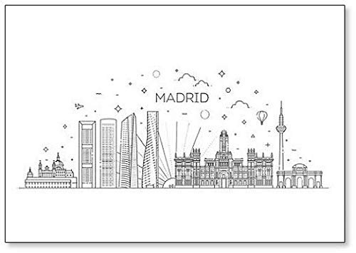 Imán clásico para nevera de Madrid Skyline, España