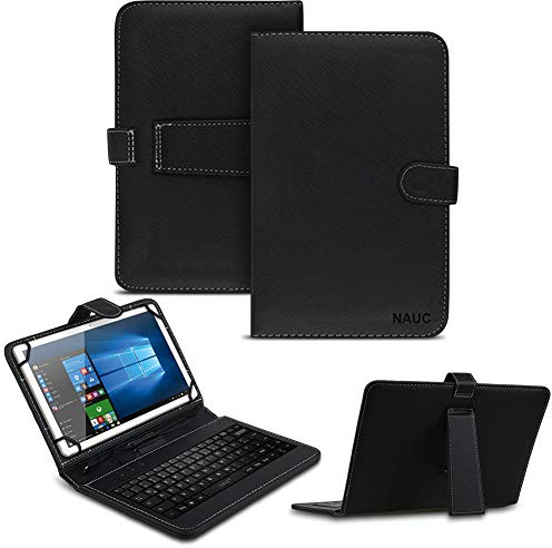 NAUC Tablet Tasche passend für Amazon Fire HD 10 Keyboard USB Hülle Tastatur QWERTZ Tastatur Schutzhülle Kunstleder Standfunktion Magnetverschluss Cover Universal