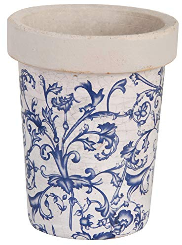 Masionica Terracotta Blue Cream Planter Plant Pot with or without Wall Bracket Holder