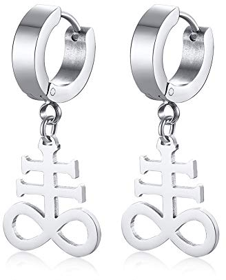 XUANPAI Unisex Edelstahl Kirche Satan Satanic Leviathan Kreuz Amulett Stud Brimstone Symbol Schmuck Ohrringe