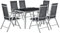 Juskys Salon de Jardin Milano en Aluminium 6+1 — 6 chaises à Haut Dossier réglables et Pliables avec Table — Ensemble de Meubles de Jardin 7 pièces résistant aux intempéries — Argent