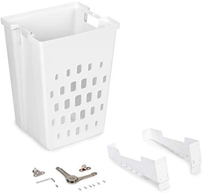 Emuca - Laundry Wäschekorb für 450 mm Anbauelement, Wäscheschrank mit ausklappbarem, weißer Kunststoff