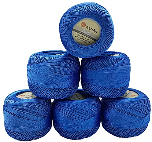 YarnArt Tulip 6 x 50 gr. Paket, Seide Mikrofaser Satin Garn Brillante Glänzend (Blau 464)