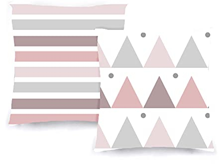 Decoratea Kissenbezüge 50 x 50 cm, dekorative Kissenbezüge (2 Stück) für Sofa, Bett, Stuhl, Wohnzimmer, Schlafzimmer, weiche Baumwolle, modern und mit unsichtbarem Reißverschluss (Nordic Pink)