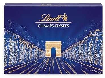 Lindt - Boîte CHAMPS-ÉLYSÉES Assorti - Assortiment de Chocolats au Lait, Noirs et Blancs - Pralinés, Croustillants et Onctueux - Idéal pour Noël, 469g