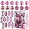 Rosa Weihnachtskugel Ornamente für Weihnachten Dekorationen - 24 Stück Weihnachtsbaum bruchsichere Ornamente mit Aufhängeschlaufe für Weihnachten und Party Dekoration