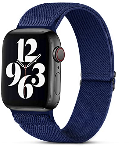 Migeec Armband für Apple Watch 42/44/45mm, Nylon Stretchy Sport Ersatzband für i Watch Serie 8/7/SE/6/5/4/3/2/1 - Blau