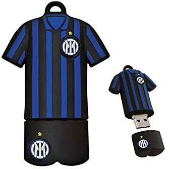 Chiavetta USB Inter | PenDrive USB 2.0 32 GB | Design unico calcio | Portachiavi integrato | Compatibilità Universale | Prodotto ufficiale Inter | Lettura 13-15 MB/s, Scrittura 6-8 MB/s, Nero