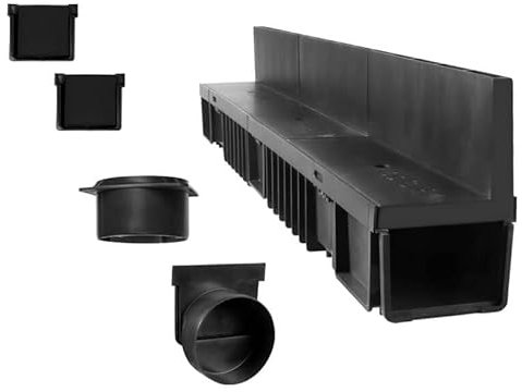 Schlitzrinne Set | 8 m | Typ 70-H (Höhe 203 mm) [Höhes Modell] | schwarz (Entwässerungsrinnen)