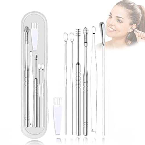 Edelstahl Ohrreiniger, Ohrenreiniger Ohrenschmalz Entferner, 7 Set Ear Cleaner mit Aufbewahrungskiste, für Jugendliche und Erwachsene