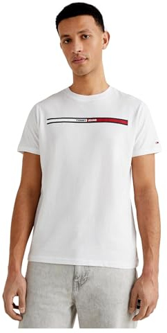 Tommy Jeans Herren T-Shirt Kurzarm Essential Flag Tee Rundhalsausschnitt, Weiß (White), XS