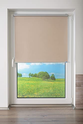 K-home® Thermo Springrollo/Mittelzugrollo mit modernen Struktur Stoff Sahara B90 x H200 cm