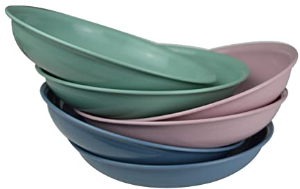 Generic Ikolife Kunststoffteller tief, 6 Stück, Durchmesser 20 cm, 3 Farben, Kinderteller, wiederverwendbar, BPA-frei, 20 cm tiefer Teller 3,5 cm