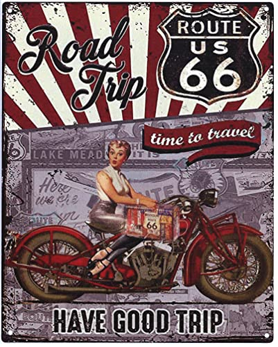Moritz Deko Blechschild Road Trip Route 66 20 x 25 cm Retro Geschenk-Idee aus Metall Vintage-Design zur Dekoration