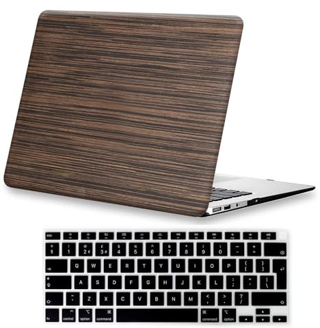 BYCeKe Case Compatible with MacBook Air 13 inch 2021 2020 2019 & 2018 Release A2337 M1 A2179 A1932 with Touch ID, Protective MacBook Air 2020 Case Snap On Hard Shell & Keyboard Cover, Wood Grain Brown