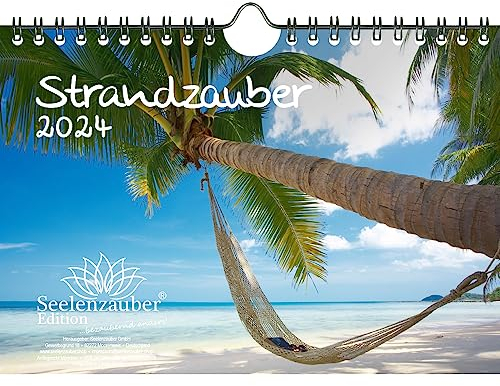 Strandzauber DIN A5 Wandkalender für 2024 Strand Strände Urlaub Reise - Geschenkset Inhalt: 1x Kalender, 1x Weihnachts- und 1x Grußkarte (insgesamt 3 Teile)