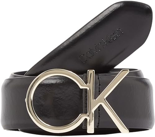 Calvin Klein Damen Gürtel Re-Lock Logo Belt 3,0 cm Ledergürtel, Schwarz (Ck Black), 95 cm