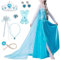 Timesun ELSA Mädchen Prinzessin Elsa Kleid Kostüm Karneval Cosplay Eisprinzessin Set aus Diadem, Handschuhe, Zauberstab, Perücke,Halskette,Ohrringe,Ringe,Handbag (Schneeflocken, 120)