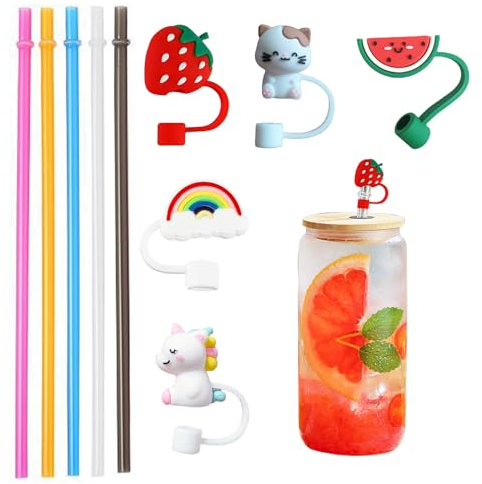 Cannucce di Plastica, Cannucce in Riutilizzabile, Cannucce per Bambini, Punte di Paglia in Silicone, Punta di Paglia Riutilizzabile, Punte per Cannuccia in Silicone, 10 Pezzi (Colore Casuale)