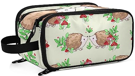 Kulturbeutel Nette Igel-Pilze Große Kosmetiktasche Kulturtasche Waschtasche Make Up Tasche Waschbeutel Schminktasche für Damen Mädchen