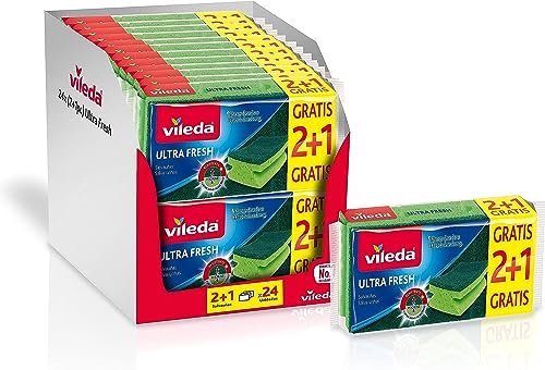 Vileda Scouring Pad, Green, Pack de 24
