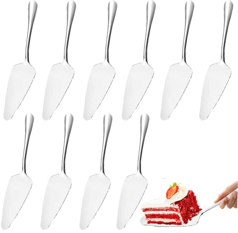 QYDMIN Cuchillo Pastelero de Acero Inoxidable de 12 Piezas, Espátula Pastelera de Acero Inoxidable Pulido, Juego de Cuchillos Pasteleros, Deslizador de Pastel para Cocina, Restaurante y Fiesta.