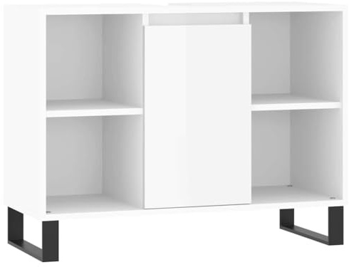 vidaXL Badschrank Hochglanz-Weiß 80x33x60 cm Holzwerkstoff