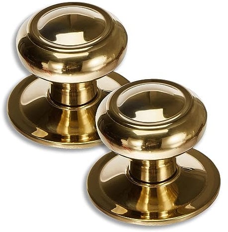 Jdel Pack de 2 Pomo Puerta Entrada Redondo Dorado Estilo Tradicional