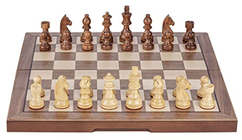 Schach Nichtmagnetische Faltschach-Set mit Gegengewicht Bottom Botting-Schachfiguren, 15,7 Schach-Set mit handgefertigten Schach- und Aufbewahrungssäcken, hölzerner Schach-Set for Erwachsene, tragbar