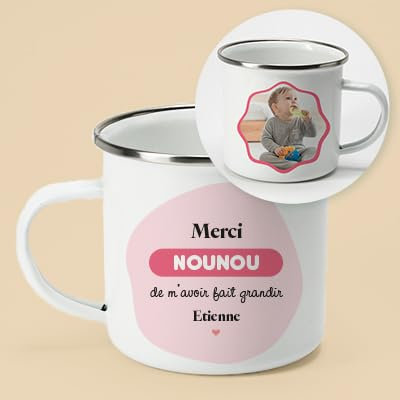 Tasse en émail personnalisée photo - Nounou