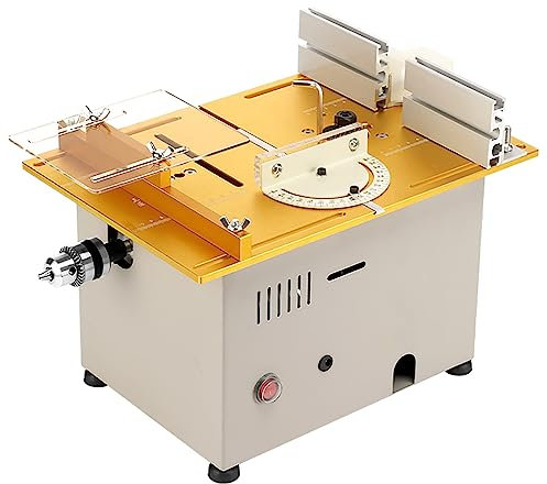 Mini Table Saw, 300W Adjustable Small Precision Hobby Table Saw - Portable & Versatile Precision Table Saws for Crafts - Features 4 Blades & 7-Level Speed Adjustment