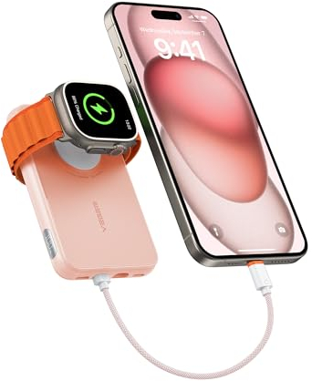 VEGER 10000mAh Batterie Externe avec Câble Intégré pour iPhone Apple Watch Samsung Huawei etc.,20W PD Charge Rapide Mini Power Bank 4 Entrées 3 Sorties(Câble USB C to L/L to USB C)