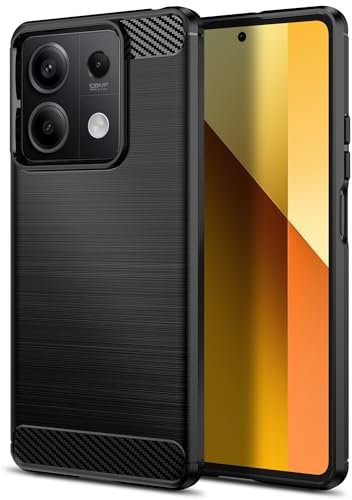 Qiinogow Cover Compatibile con Xiaomi Redmi Note 13 5G, Custodia per Telefono Slim Fit con Antiurto, Anti-Graffio, Case Protettiva in Gomma TPU in Fibra di Carbonio, Nero
