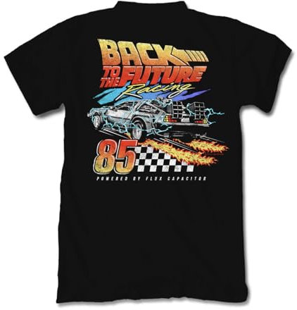 Riot Society Men's Short Sleeve Graphic Fashion T-Shirt, Back to the Future Racing (Black), Medium