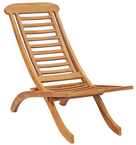 Rantry Gartenstuhl Klappbar Gartenstühle Gartensessel Relaxsessel Relaxstuhl Stuhl Sessel Balkonstuhl Terrassenstuhl Garten Stühle Möbel Balkonmöbel 50x90x69 cm Massivholz Teak