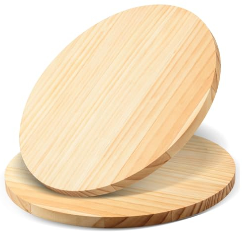AWIZOM 2 Pack 12 Inch Round Wood Plaque Pine Wood Circle Plaque Unfinished Wooden Circle Signs Blank Round Wood Discs for DIY Craft, Painting, Engraving, Wood Carving, Home Decor(0.59 Inch Thick)