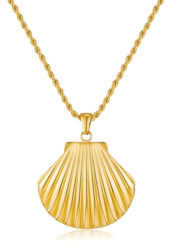 WOWORAMA Gold Shell Necklace for Women Boho Scallop Conch Shell Necklaces Vintage Ocean Sea shell Choker Pendant Necklace Adjustable Summer Beach Jewelry