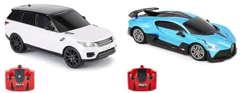 CMJ RC Cars TM Range Rover Sport Remote Control Car 1:24 scale with Working LED Lights, Radio Contro & Bugatti Divo Blue Remote control Radio Car 1:24 Officially Licensed 1:24 Scale Working