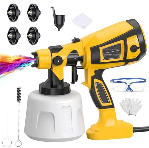 Electric Paint Sprayer, 800W Fence Paint Sprayer with 1400ML Container, Paint Sprayers for Fencing and Decking, Electric Spray Gun 1200 Ml/Min with 4 Nozzles and 3 Patterns For Furniture, Cabinets