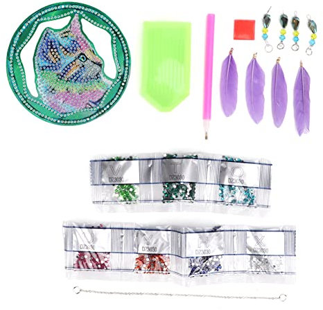 ZPSHYD Traumfänger Wandbehang Katze Traumfänger Anhänger, DIY 5D Dreamcatcher Kit für Dekorationen, Strass Gemalt, Niedliche Katze Aussehen, Einfach, Schön, Praktisch, Dekoratives Geschenk