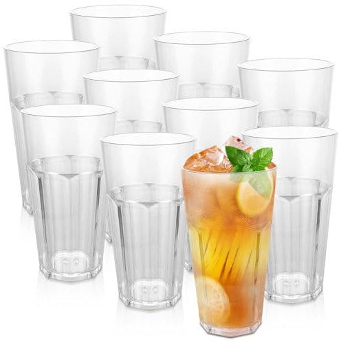 LOPYXBR 10 Stück Kunststoff Gläser 420ml Wiederverwendbar Wassergläser aus Kunststoff Trinkgläser Plastik Gläser Camping Gläser für zu Hause Restaurants Grill Party Camping