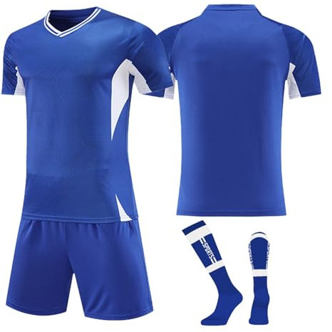 Maillot de Football Personnalisé Maillot de Football pour Enfants Adulte Ensemble de Football pour Personnaliser Votre Nom, Numéro, Logo De L'Équipe Bleu